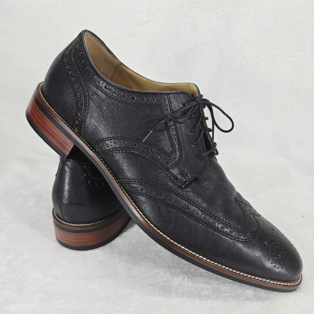 Cole Haan Shoes Mens 11.5 Black Wingtip Oxford Brogue Cap Toe Grand.OS Leather